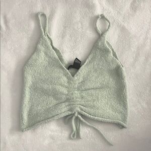 Mint Green Ruched Knit Crop Top